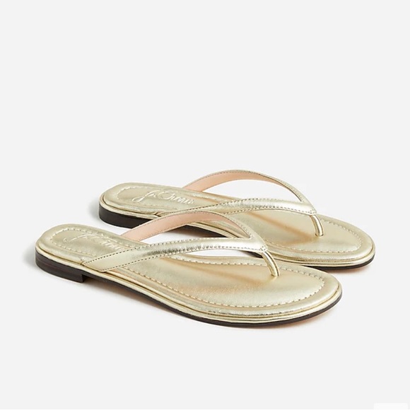 J. Crew Metallic Menorca Leather Thong Sandals size 11 - Picture 1 of 6